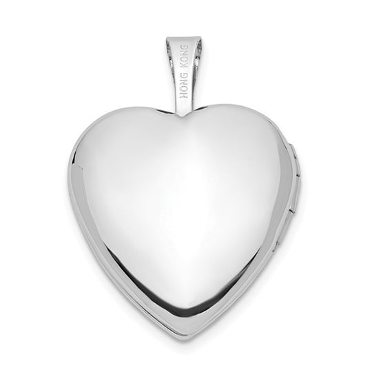 14k White Gold "I LOVE YOU" Satin Heart Locket (16mm)