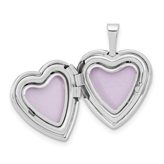 14k White Gold "I LOVE YOU" Satin Heart Locket (16mm)