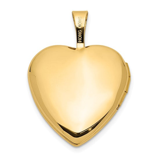 Medallón en Forma de Corazón de 16 mm con Estrella de Diamante de 0.01 ct en Oro Amarillo de 14k