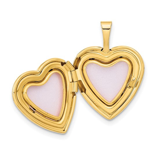 16mm Heart-Shaped Medallion with 0.01 ct Diamond Star in 14k Yellow Gold