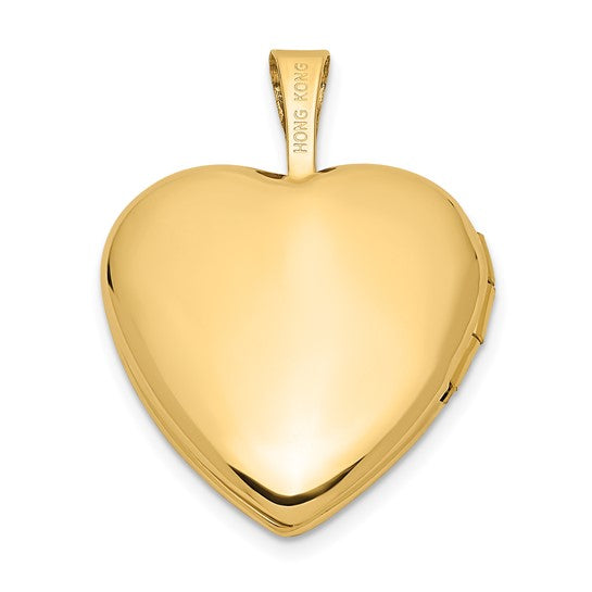 14k Gold Double Hearts Locket 16mm