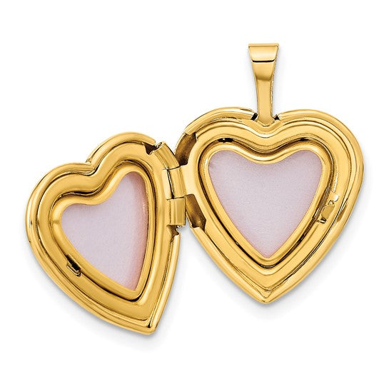 14k Gold Double Hearts Locket 16mm
