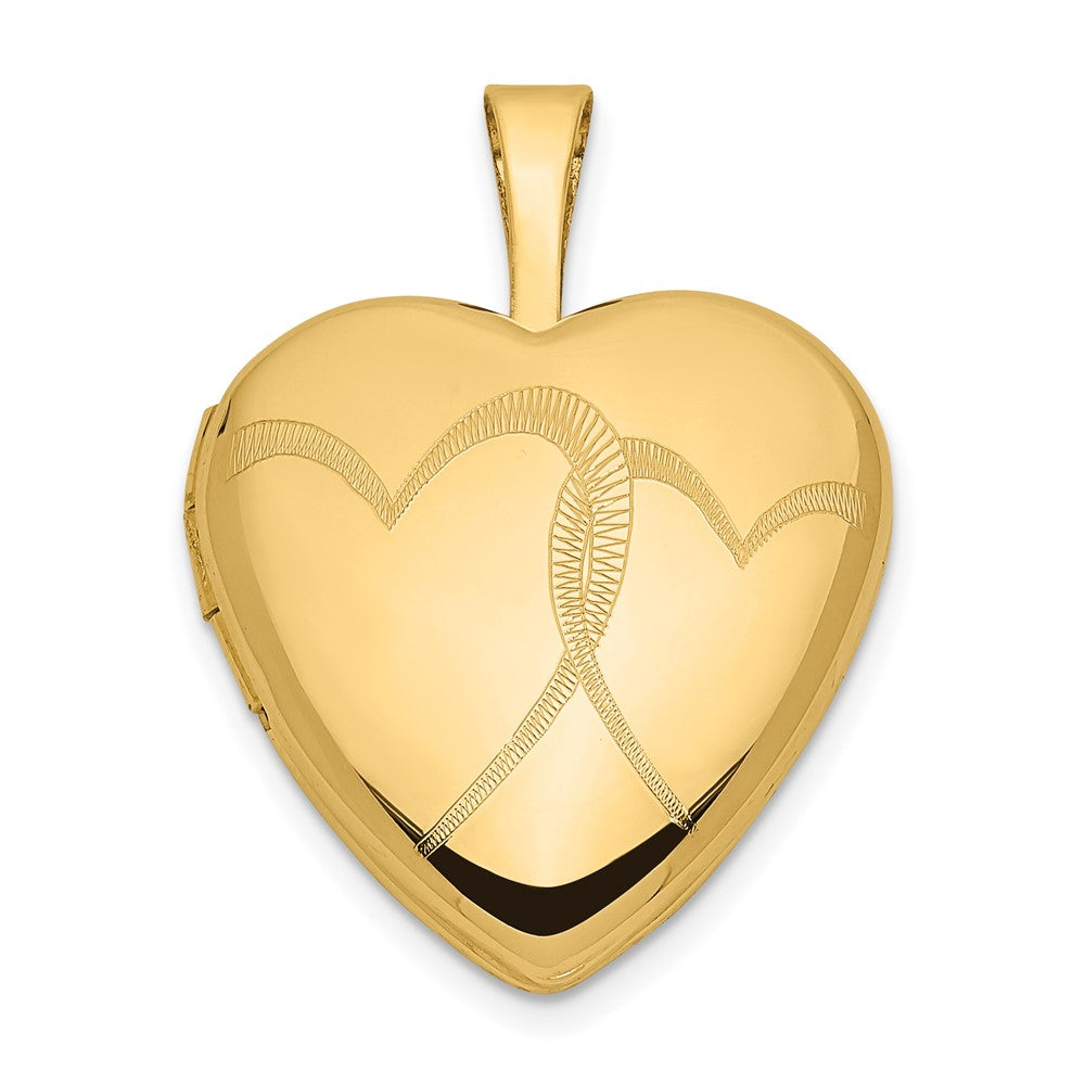 14k Gold Double Hearts Locket 16mm
