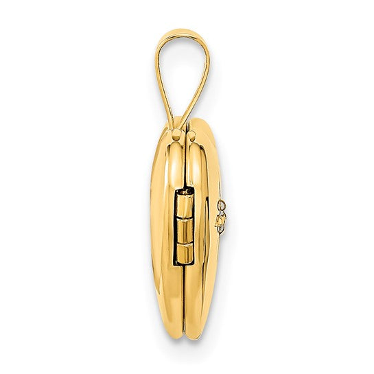14k Yellow Gold Heart Locket with 0.01 ct Diamond (12 mm)