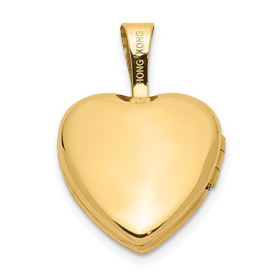 14k Yellow Gold Heart Locket with 0.01 ct Diamond (12 mm)