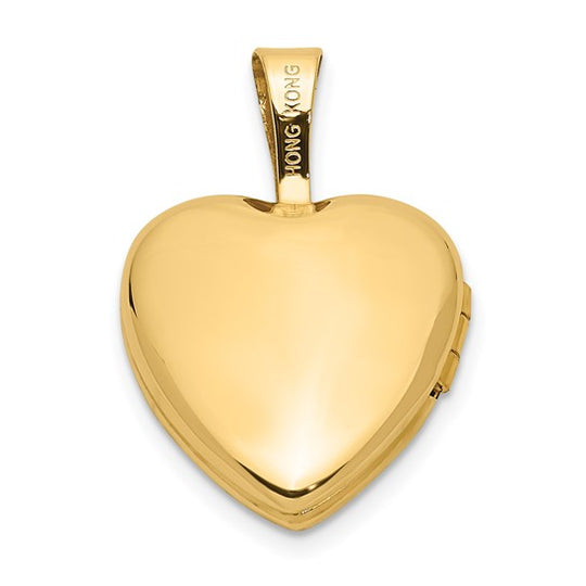 14k Yellow Gold Heart Locket with 0.01 ct Diamond (12 mm)