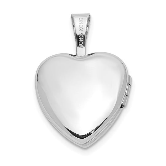 14k White Gold Heart Locket with 0.01 ct Diamond (12 mm)
