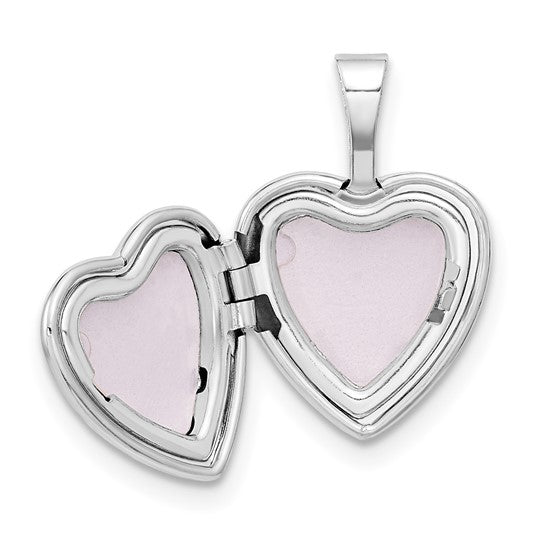 14k White Gold Heart Locket with 0.01 ct Diamond (12 mm)