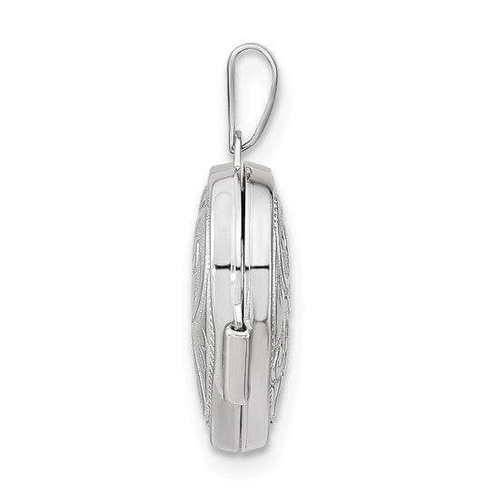 15mm Heart Locket with Reversible Swirl Design in 14k White Gold