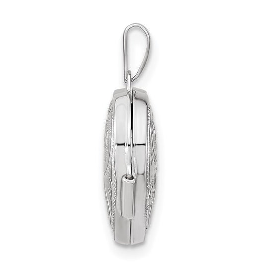 15mm Heart Locket with Reversible Swirl Design in 14k White Gold