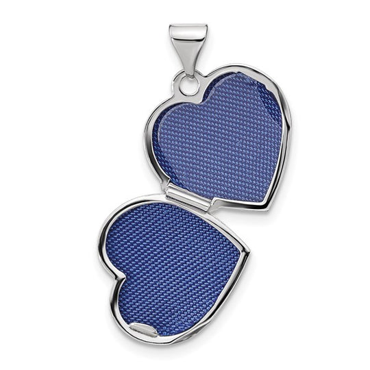 15mm Heart Locket with Reversible Swirl Design in 14k White Gold