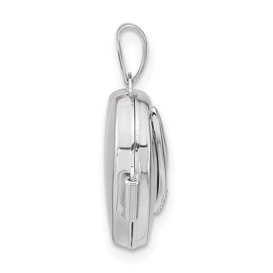 14k White Gold Heart Locket with 0.01ct Diamond (15mm)