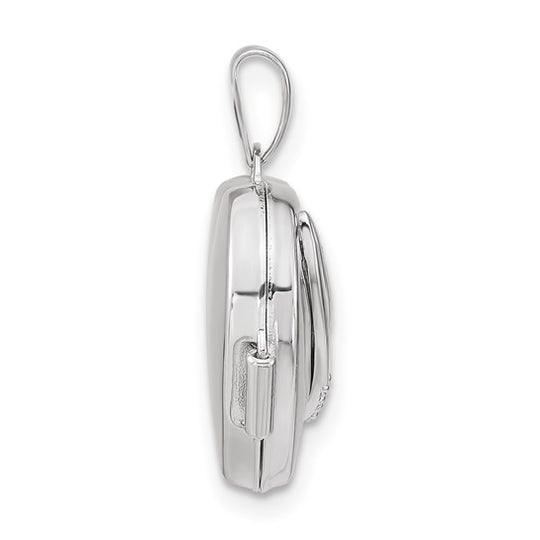 14k White Gold Heart Locket with 0.01ct Diamond (15mm)