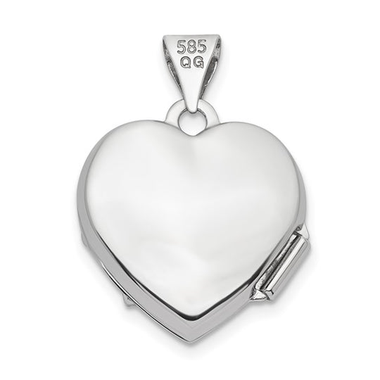14k White Gold Heart Locket with 0.01ct Diamond (15mm)