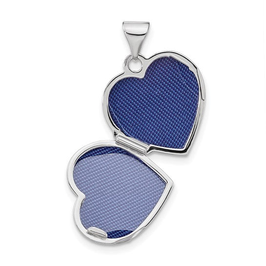 14k White Gold Heart Locket with 0.01ct Diamond (15mm)