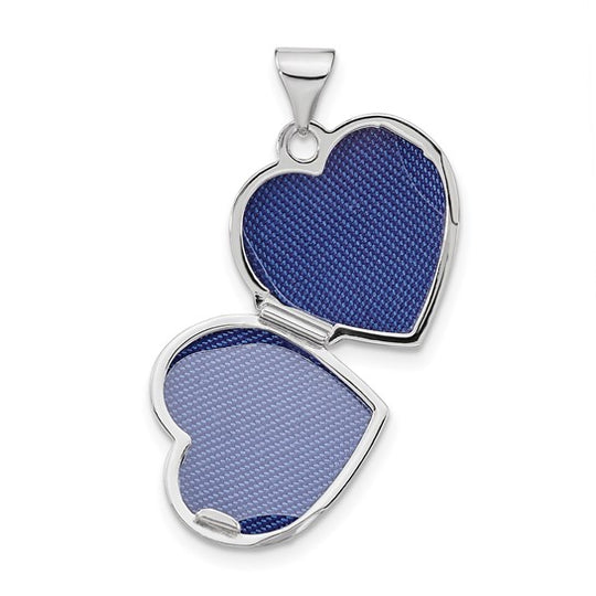 14k White Gold Heart Locket with 0.01ct Diamond (15mm)