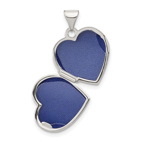 14k White Gold Heart Locket with 15mm Brushed Diamond Star