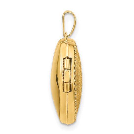 14k Yellow Gold Heart Locket with Pearl Trim and Brushed Finish (18mm)