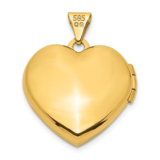 14k Yellow Gold Heart Locket with Pearl Trim and Brushed Finish (18mm)