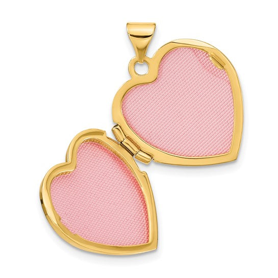 14k Yellow Gold Heart Locket with Pearl Trim and Brushed Finish (18mm)