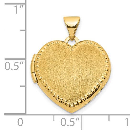 14k Yellow Gold Heart Locket with Pearl Trim and Brushed Finish (18mm)