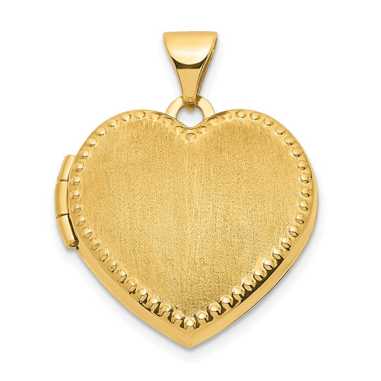 14k Yellow Gold Heart Locket with Pearl Trim and Brushed Finish (18mm)