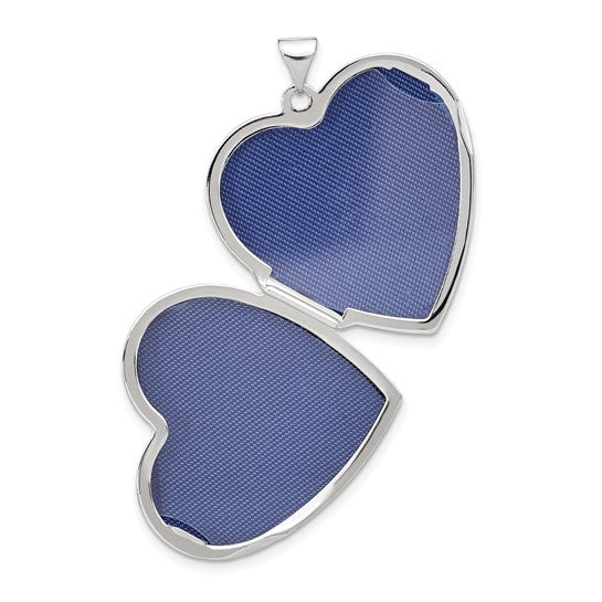 14k Yellow Gold 27mm Wave Diamond Heart Locket
