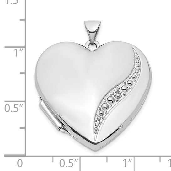 14k Yellow Gold 27mm Wave Diamond Heart Locket