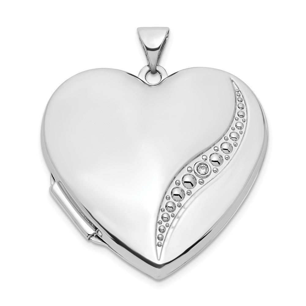 14k Yellow Gold 27mm Wave Diamond Heart Locket