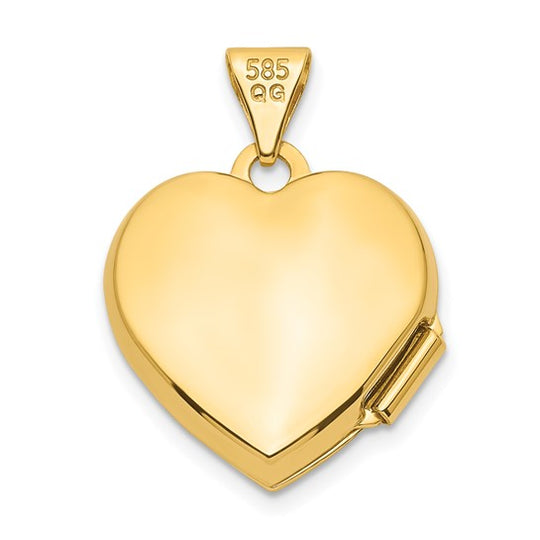 14k Yellow Gold Heart Locket with 15mm Ruby