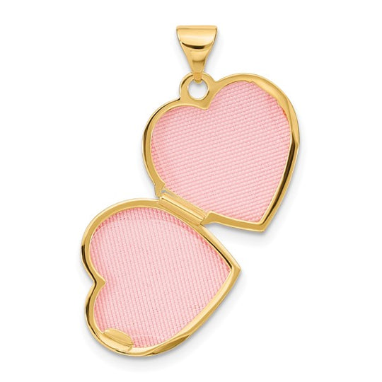 14k Yellow Gold Heart Locket with 15mm Ruby