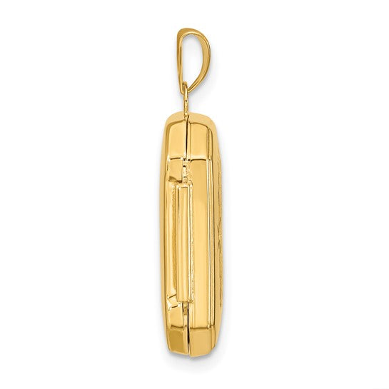 20mm Diamond-Cut Rectangular Medallion with Brushed Finish in 14k Yellow Gold