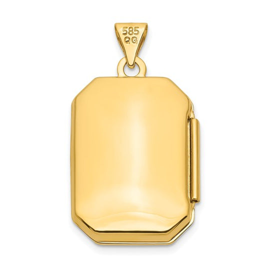 20mm Diamond-Cut Rectangular Medallion with Brushed Finish in 14k Yellow Gold