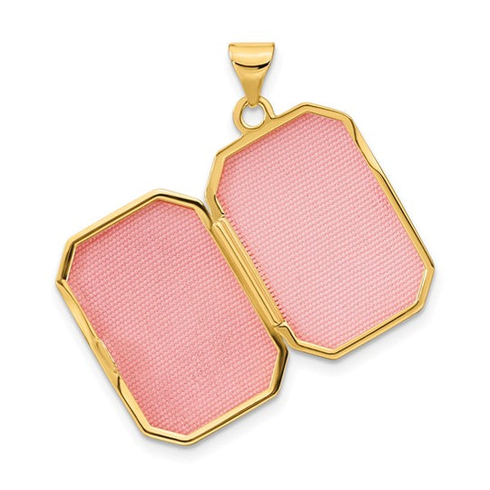20mm Diamond-Cut Rectangular Medallion with Brushed Finish in 14k Yellow Gold