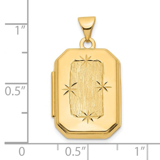 20mm Diamond-Cut Rectangular Medallion with Brushed Finish in 14k Yellow Gold