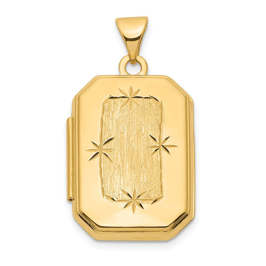 20mm Diamond-Cut Rectangular Medallion with Brushed Finish in 14k Yellow Gold