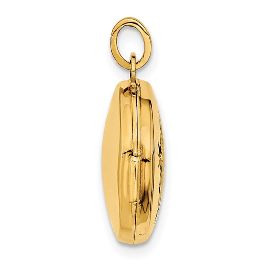 14k Yellow Gold Polished and Brushed Round Locket 16mm