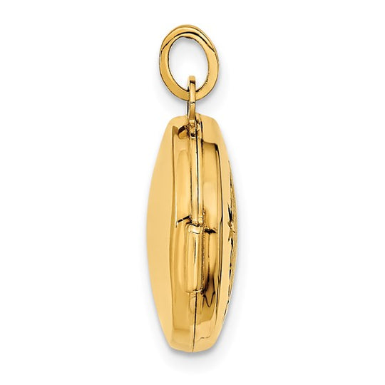 14k Yellow Gold Polished and Brushed Round Locket 16mm