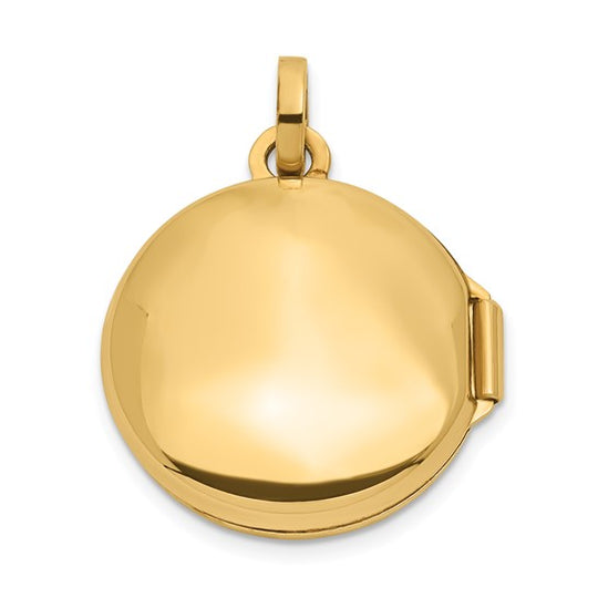 14k Yellow Gold Polished and Brushed Round Locket 16mm