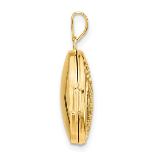 14k Yellow Gold Swirl Design Oval Locket
