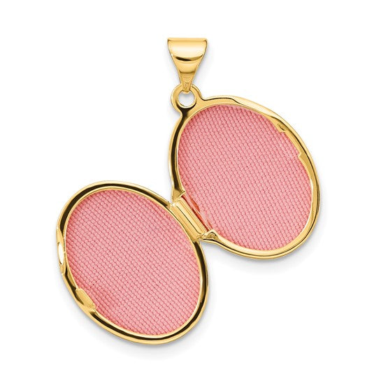 14k Yellow Gold Swirl Design Oval Locket