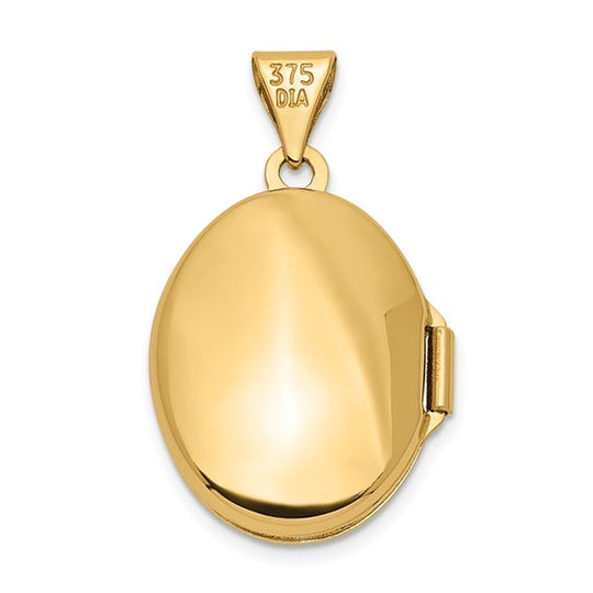 Polished Diamond Oval Locket in 14k Yellow Gold