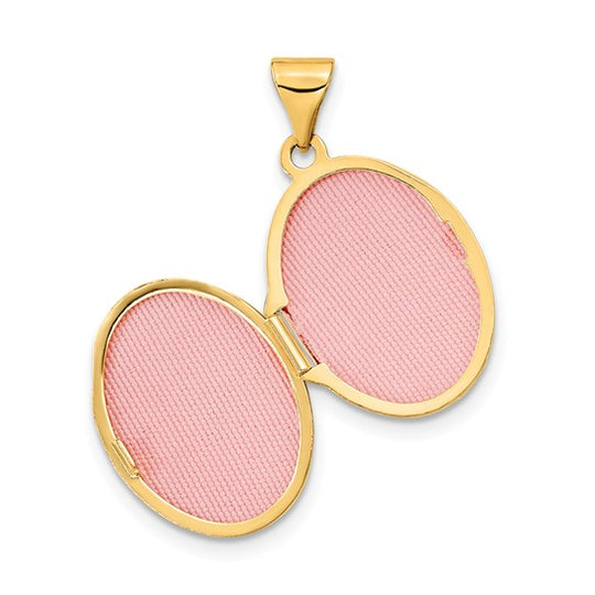 Polished Diamond Oval Locket in 14k Yellow Gold