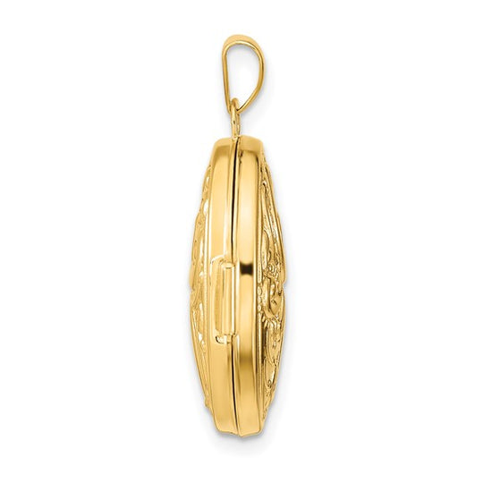 14k Yellow Gold 21mm Reversible Oval Swirl Locket
