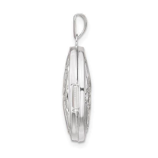 21mm Oval Medallion with Swirl Design in 14k White Gold