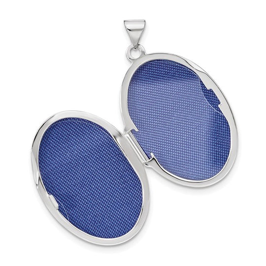14k White Gold Reversible Floral Swirl Oval Locket (26mm)