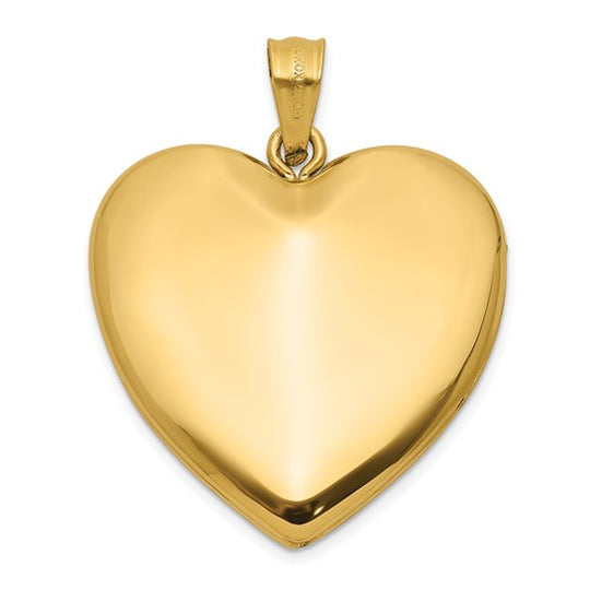 4K 24mm Diamond Heart Locket in Satin and Polished Finish