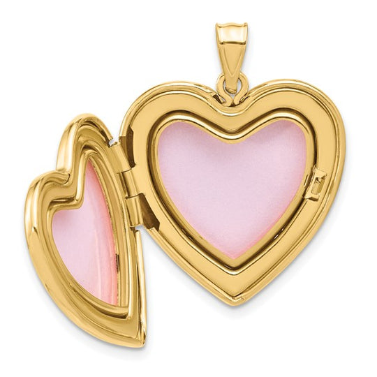 4K 24mm Diamond Heart Locket in Satin and Polished Finish