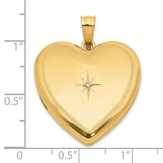 4K 24mm Diamond Heart Locket in Satin and Polished Finish
