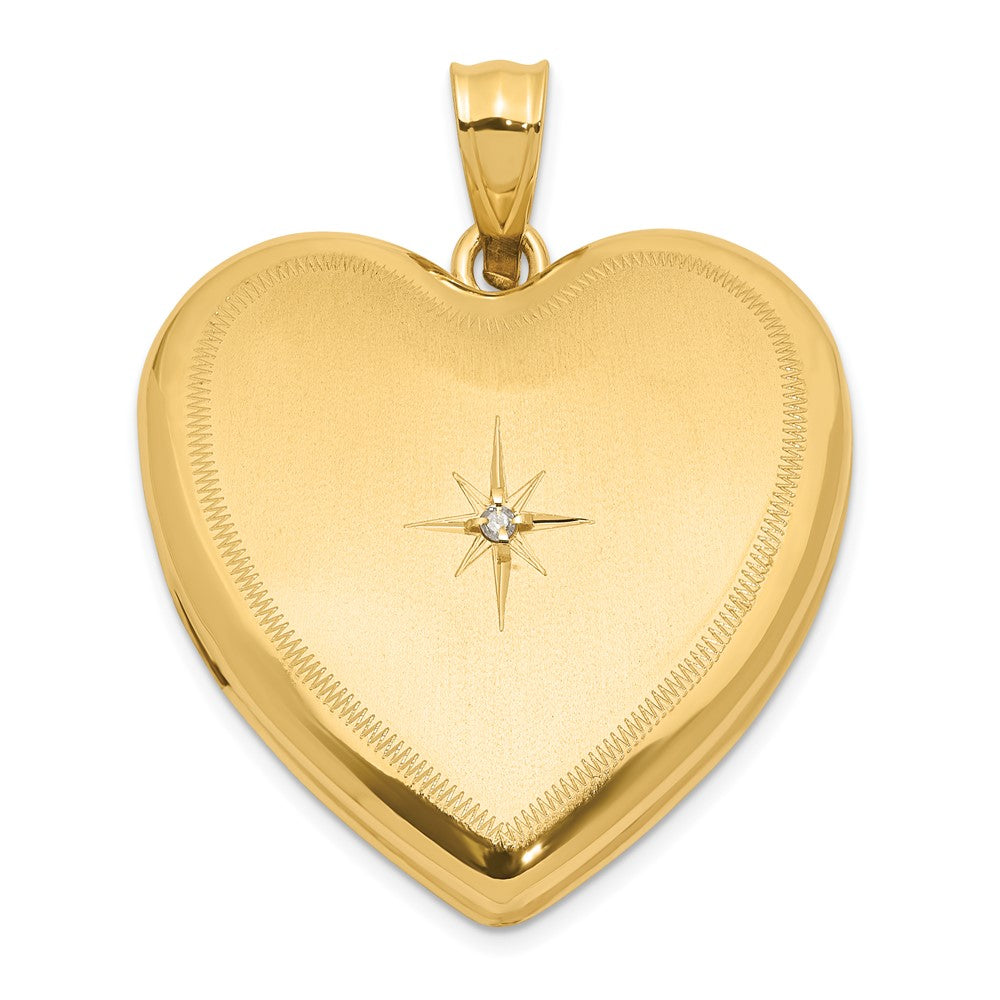 4K 24mm Locket de Corazón con Diamante en Acabado Satinado y Pulido